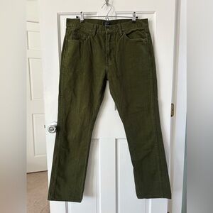 J. CREW Men's The Sutton Dark Green Denim Jeans Straight Leg Size 35 x 32
